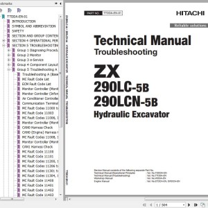 Hitachi ZX290LC-5B ZX290LCN-5B Technical Manual Troubleshooting TTDDA-EN-01