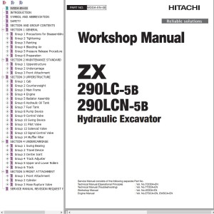 Hitachi ZX290LC-5B ZX290LCN-5B Workshop Manual WDDA-EN-00