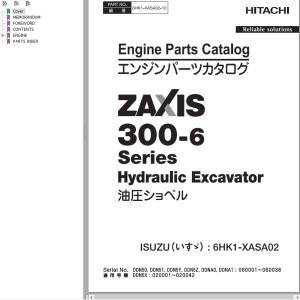 Hitachi ZX300-6 Series Engine Parts Catalog 6HK1-XASA02-10