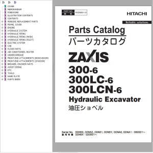 Hitachi ZX300-6 ZX300LC-6 ZX300LCN-6 Parts Catalog PDDN50-1-3