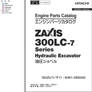 Hitachi ZX300LC-7 Series Engine Parts Catalog 6HK1-XBSA02-2