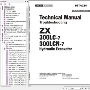 Hitachi ZX300LC-7 ZX300LCN-7 Technical Manual Troubleshooting TTDD650-EN-00