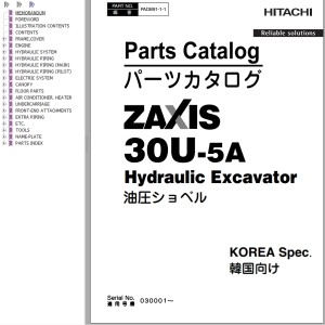 Hitachi ZX30U-5A Parts Catalog PADB91-1-1