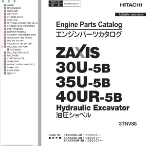 Hitachi ZX30U-5B ZX35U-5B ZX40UR-5B Engine Parts Catalog PAEMA0-EG1-1