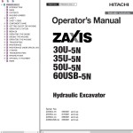 Hitachi ZX30U-5N ZX35U-5N ZX50U-5N ZX60USB-5N Operator's Manual ENMADG-NA2-3