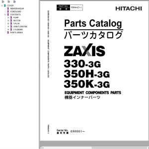 Hitachi ZX330-3G ZX350H-3G ZX350K-3G Parts Catalog PBWA-E1-1
