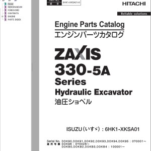 Hitachi ZX330-5A Series Engine Parts Catalog 6HK1-XKSA01-9
