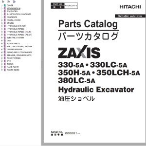 Hitachi ZX330-5A ZX330LC-5A ZX350H-5A ZX350LCH-5A ZX380LC-5A Parts Catalog PDDKC0-1-2