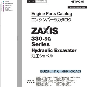 Hitachi ZX330-5G Series Engine Parts Catalog 6HK1-XQA03-9
