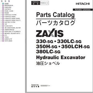 Hitachi ZX330-5G ZX330LC-5G ZX350H-5G ZX350LCH-5G ZX380LC-5G Parts Catalog PDDEC0-1-2
