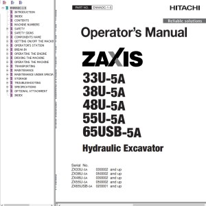 Hitachi ZX33U-5A ZX38U-5A ZX48U-5A ZX55U-5A ZX65USB-5A Operator’s Manual ENMADC-1-5
