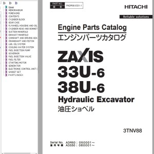 Hitachi ZX33U-6 ZX38U-6 Engine Parts Catalog PADR50-EG1-1