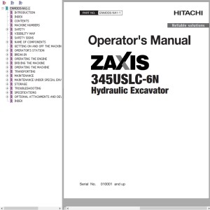 Hitachi ZX345USLC-6N Operator's Manual ENMDD5-NA1-1
