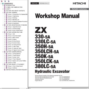 Hitachi ZX350-5A ZX380LC-5A Workshop Manual WDDK90-EN-01