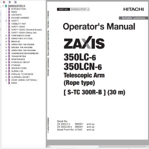 Hitachi ZX350LC-6 ZX350LCN-6 Operator's Manual ENMDDQ-RTOP1-4