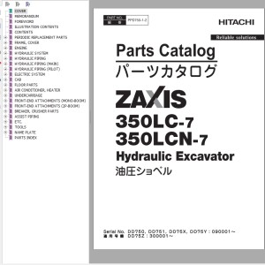 Hitachi ZX350LC-7 ZX350LCN-7 Parts Catalog PDD750-1-2