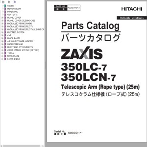 Hitachi ZX350LC-7 ZX350LCN-7 Parts Catalog PDD750-RTOP1-1
