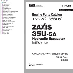 Hitachi ZX35U-5A Engine Parts Catalog PADCJ0-EG1-1
