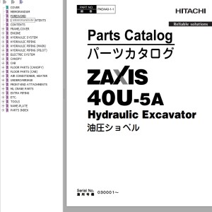 Hitachi ZX40U-5A Parts Catalog PAEAA0-1-1