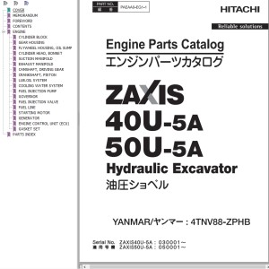 Hitachi ZX40U-5A ZX50U-5A Engine Parts Catalog PAEAA0-EG1-1