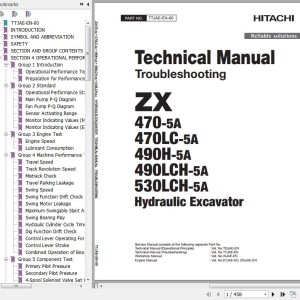 Hitachi ZX470-5A To ZX530LCH-5A Technical Manual Troubleshooting TTJAE-EN-00
