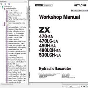 Hitachi ZX470-5A To ZX530LCH-5A Workshop Manual WJAE-EN-00