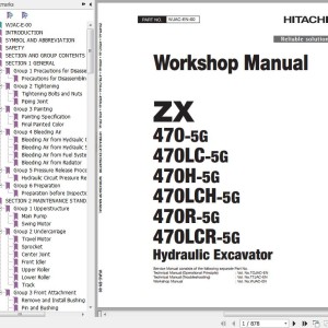 Hitachi ZX470-5G To ZX470LCR-5G Workshop Manual WJAC-EN-00