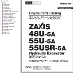 Hitachi ZX48U-5A ZX55U-5A ZX55USR-5A Engine Parts Catalog PAEBJ0-EG1-2