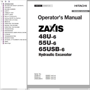 Hitachi ZX48U-6 ZX55U-6 ZX65USB-6 Operator's Manual ENMAEP-EN1-1