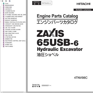 Hitachi ZX65USB-5B Engine Parts Catalog PAFF50-EG1-2