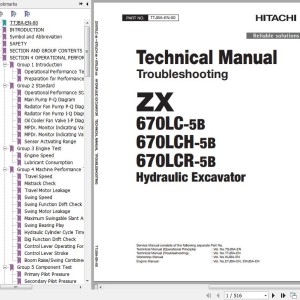 Hitachi ZX670LC-5B ZX670LCH-5B ZX670LCR-5B Technical Manual Troubleshooting TTJBA-EN-00