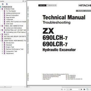 Hitachi ZX690LCH-7 ZX690LCR-7 Technical Manual Troubleshooting TTJBQ40-EN-00