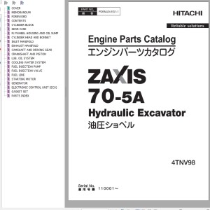 Hitachi ZX70-5A Engine Parts Catalog PDEMJ0-EG1-1