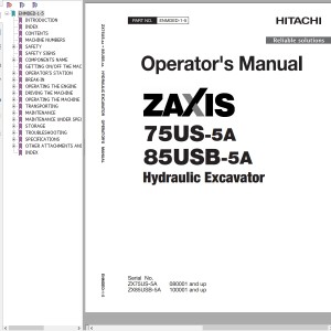 Hitachi ZX75US-5A ZX85USB-5A Operator's Manual ENMDED-1-5