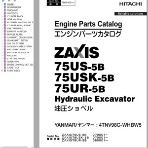 Hitachi ZX75US-5B ZX75USK-5B ZX75UR-5B Engine Parts Catalog PDEP-EG1-1