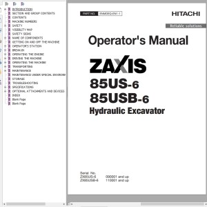 Hitachi ZX85US-6 ZX85USB-6 Operator's Manual ENMDEQ-EN1-1
