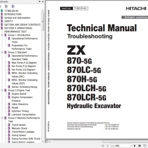 Hitachi ZX870-5G To ZX870LCR-5G Technical Manual Troubleshooting TTJBE-EN-00