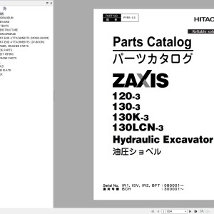 Hitachi ZX120-3 ZX130-3 ZX130K-3 ZX130LCN-3 Part Catalog P1R1-1-3