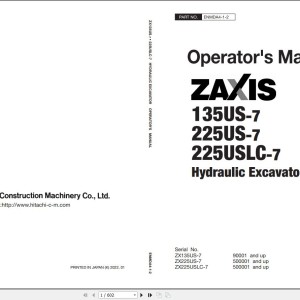 Hitachi ZX135US-7 ZX225US-7 ZX225USLC-7 Operator Manual ENMDA4-1-2