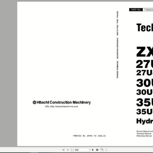 Hitachi ZX27U-3 ZX27U-3F ZX30U-3 ZX30U-3F ZX35U-3 ZX35U-3F Diagrams Technical Manual