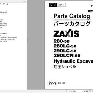 Hitachi ZX290LC-5B ZX290LC-5N Spare Parts Catalog PDF EN JP