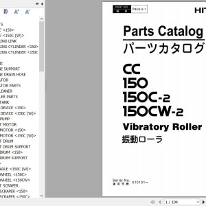 Hitachi CC150 150C-2 150CW-2 Parts Catalog P8U5-2-1