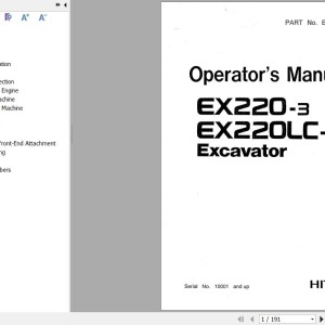 Hitachi EX220-3 EX220LC-3 Operator's Manual EM15D-1-1