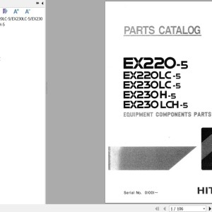 Hitachi EX220LC-5 EX230LCH-5 River Maintenance Front Type 18 Parts Catalog