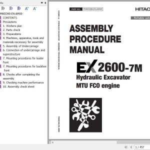 Hitachi EX2600-7 MTU FCO Assembly Procedure Manual PMKED90-EN-AM00