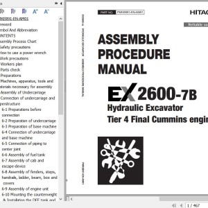 Hitachi EX2600-7B Cummins Tier 4 Final Assembly Procedure Manual PMKEB91-EN-AM01