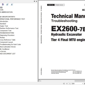Hitachi EX2600-7BM Tier 4 Final MTU Technical Manual Troubleshooting TTKEE91-EN-01