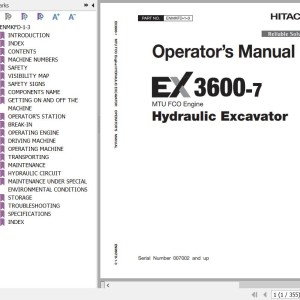 Hitachi EX3600-7 MTU FCO Operator's Manual ENMKFD-1-3