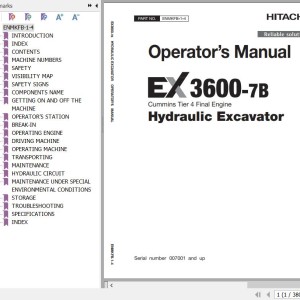 Hitachi EX3600-7B Cummins T4F Operator’s Manual ENMKFB-1-4