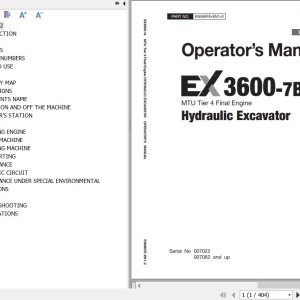 Hitachi EX3600-7B MTU Tier 4 Final Operator’s Manual ENMKFE-EN1-2